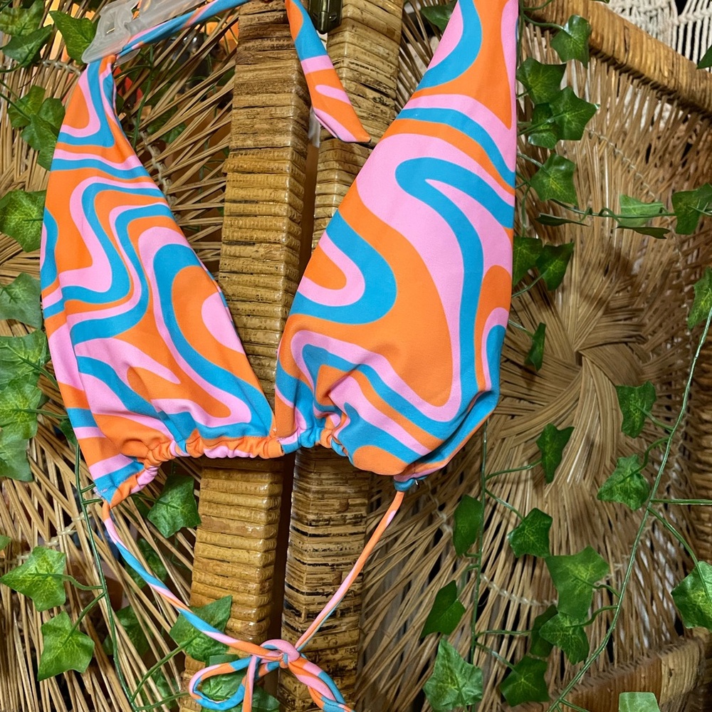 Aurelle Multicolor Tie Bikini Top SIZE XL